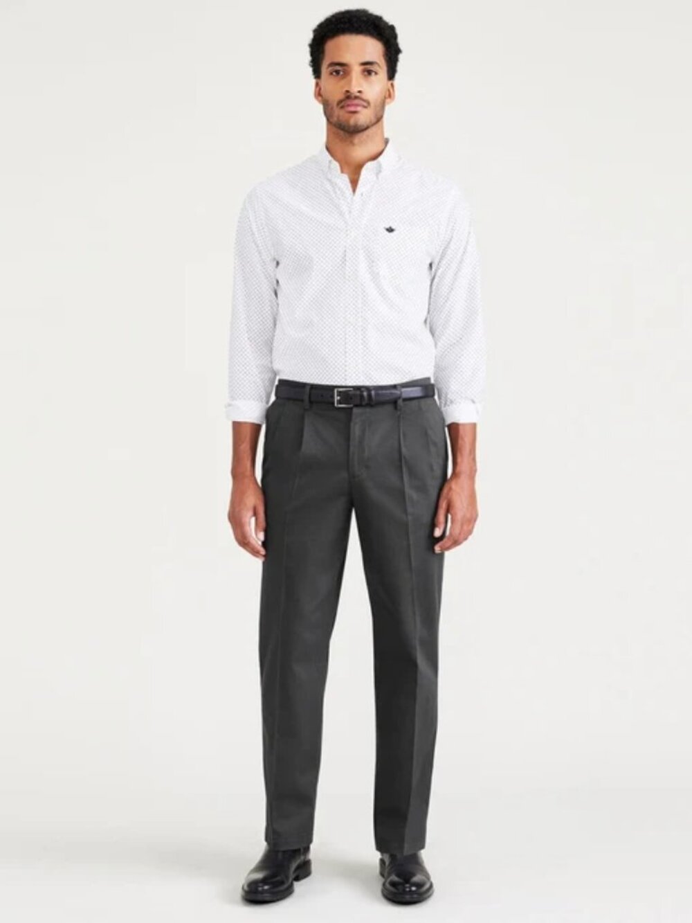 Dockers Premium Hemmed Pleated Iron Free Charcoal Gray Pants 44X30